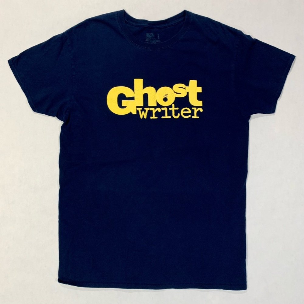 Ghost Writer Navy Blue Puffy Print Tee